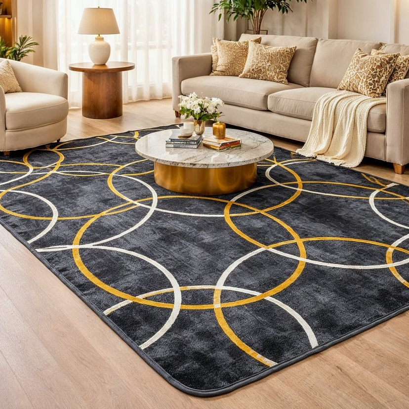 Tapete Sala Geometrico Luxo 2,00×1,50m Grande Macio Decorativo Moderno Antiderrapante