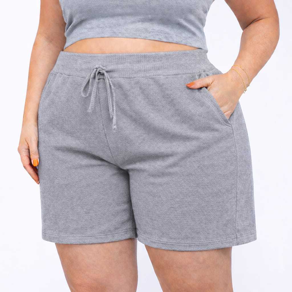 Kit 3 Short plus size, shorts com bolso,  short canelado, short cintura alta,  short com elasticidade.