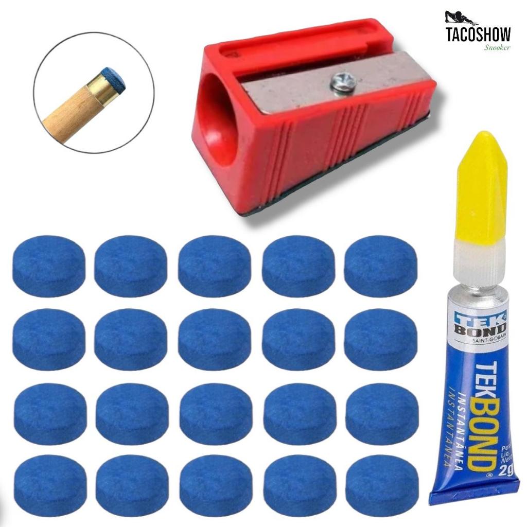 Apontador Ajustador Sola de Couro 11mm APEX Azul Para Taco de Bilhar Sinuca Cola Snooker Reparo