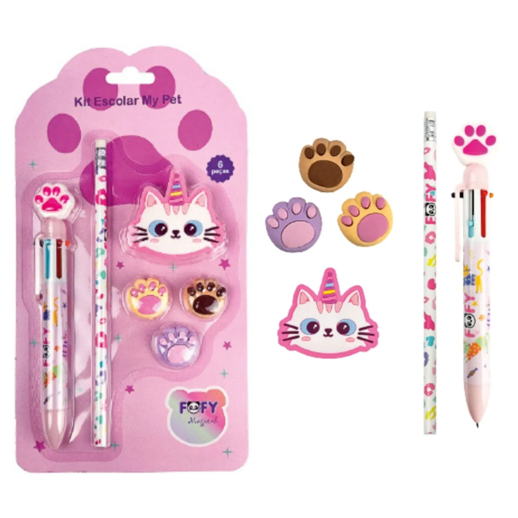 KIT ESCOLAR CAT MY PET CORES FF6113 - FOFY