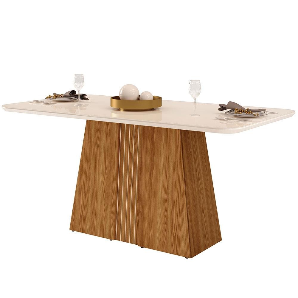 Mesa de Jantar Raquel com Tampo de Vidro 80,6x170x90cm DJ Móveis