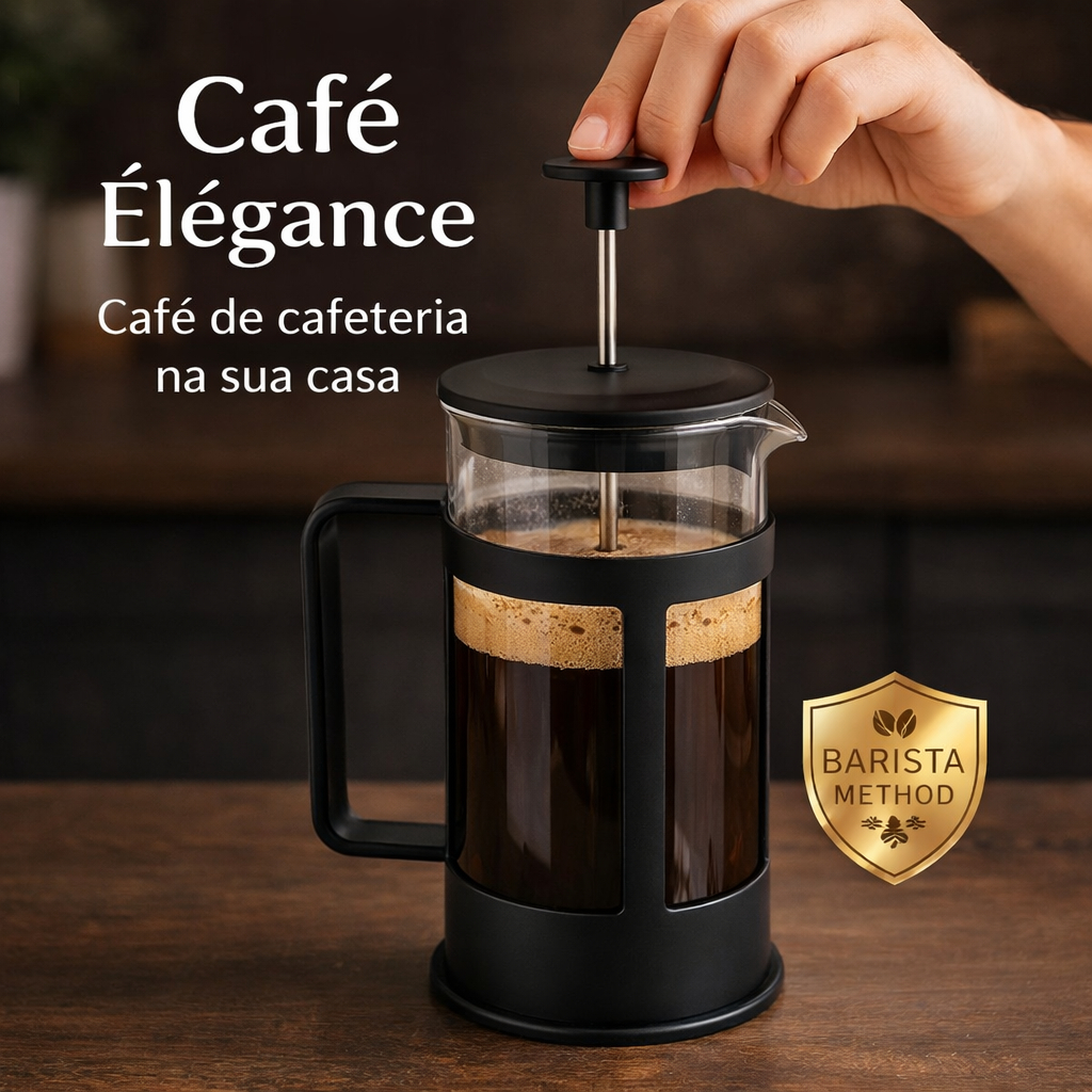 Cafeteira Prensa Francesa 300ml Café Élégance | Cafeteira Manual de Vidro para Café Gourmet Barista