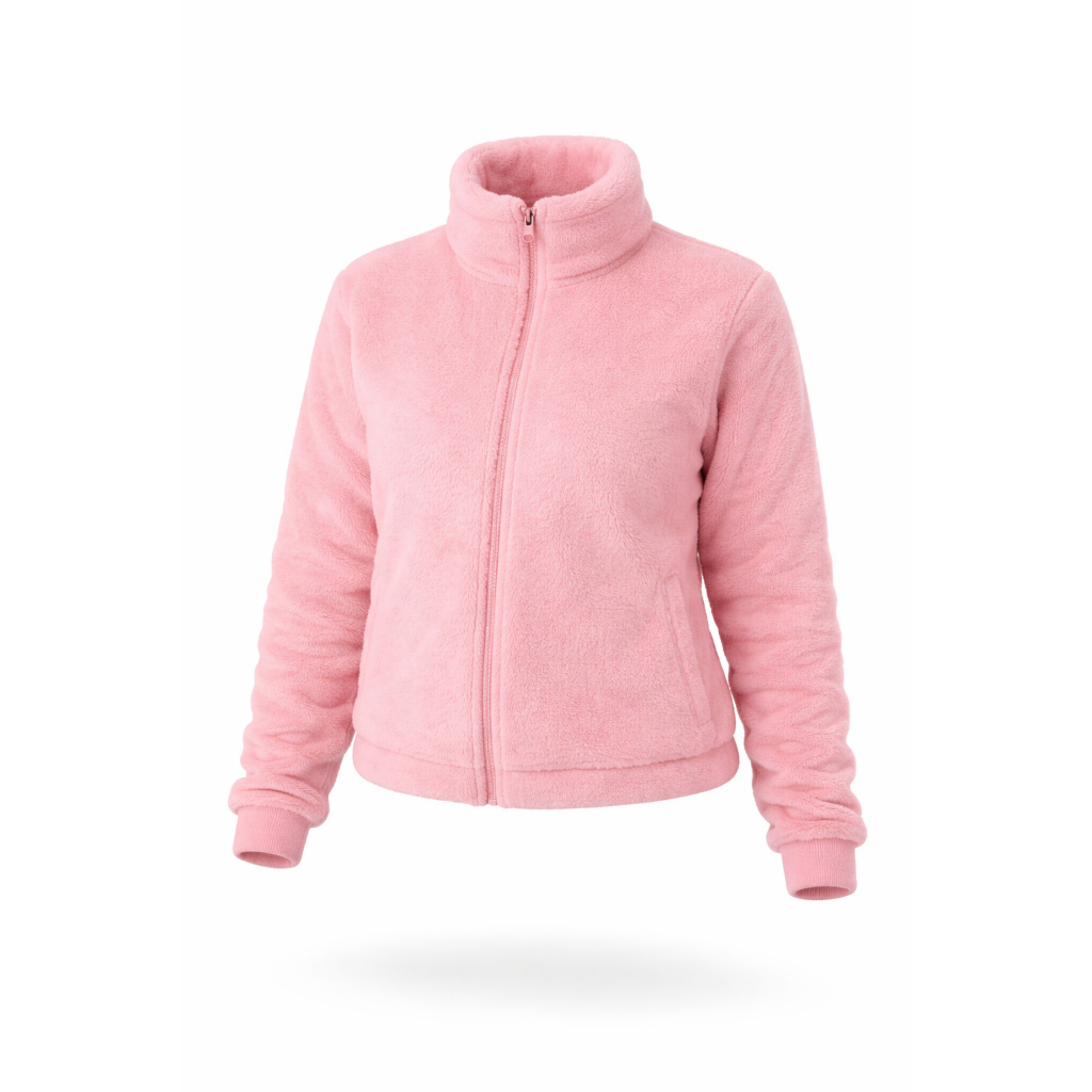 Jaqueta Fleece Agnes Feminina com Zíper Manga Longa Quentinha Confortável