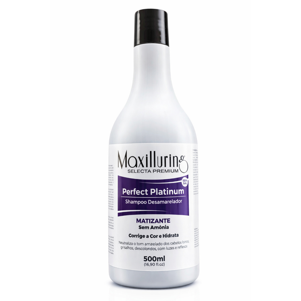 Shampoo Matizador Desamarelador Efeito Platinado Maxilluring Louros 500ml Cabelos Loiros Brancos e Grisalhos em Oferta na Shopee