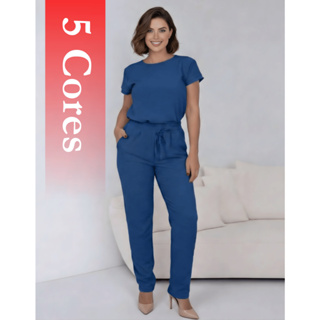 Conjunto feminino Duna Blusa Manga Curta e Calça Cintura Alta em Oferta na Shopee