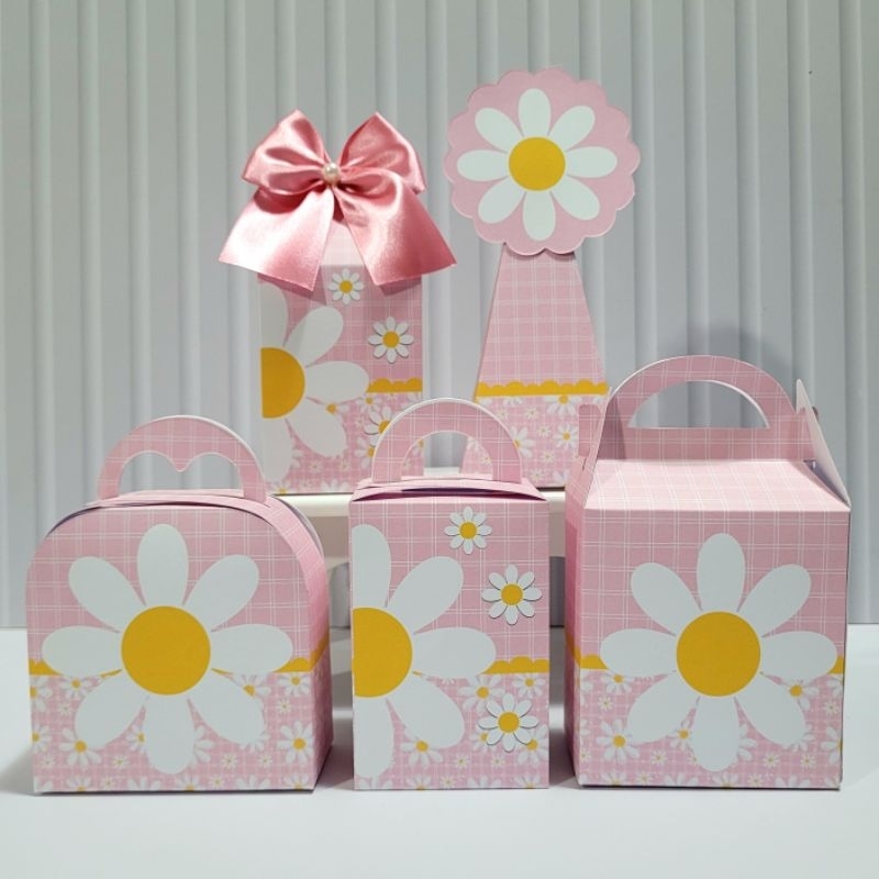 Personalizados Margarida Rosa Desmontada Caixinha Lembrancinha Kit Festa Luxo Flores