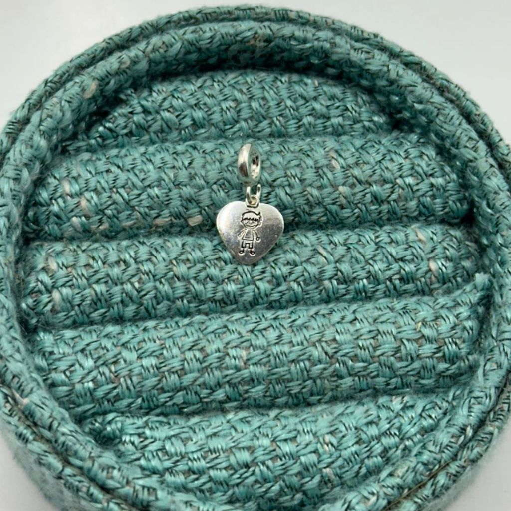 Berloque para Pulseira de Prata 925 Coração com Menino