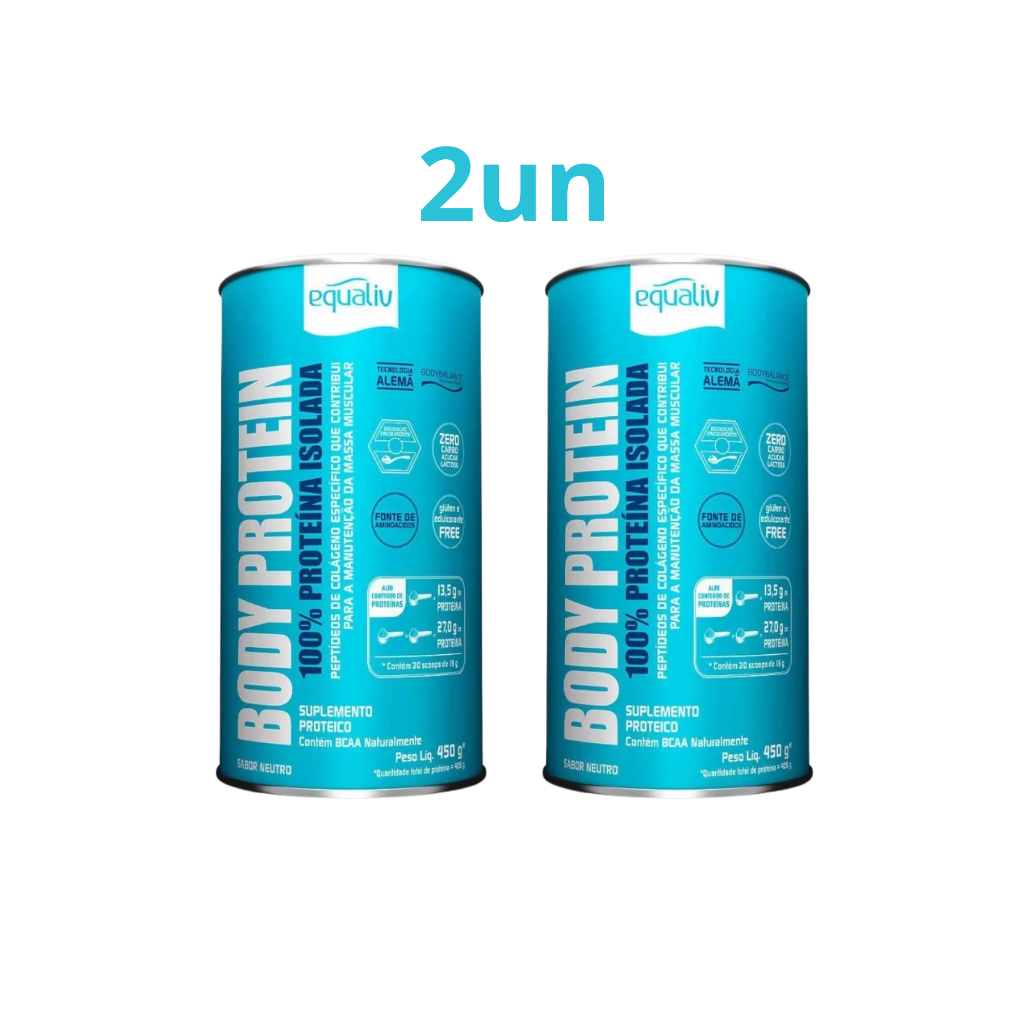 2un Body Protein Neutro de 450g cada (total 900g) 100% Proteína Isolada - Equaliv