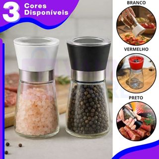 Kit Moedores de Tempero com Regulagem – Sal, Pimenta e Especiarias – Vidro Premium em Oferta na Shopee