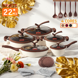 Conjunto Panelas Antiaderente 22 Peças Antiaderente Indução Gás Conjunto Revestido Cerâmica Várias Cores em Oferta na Shopee