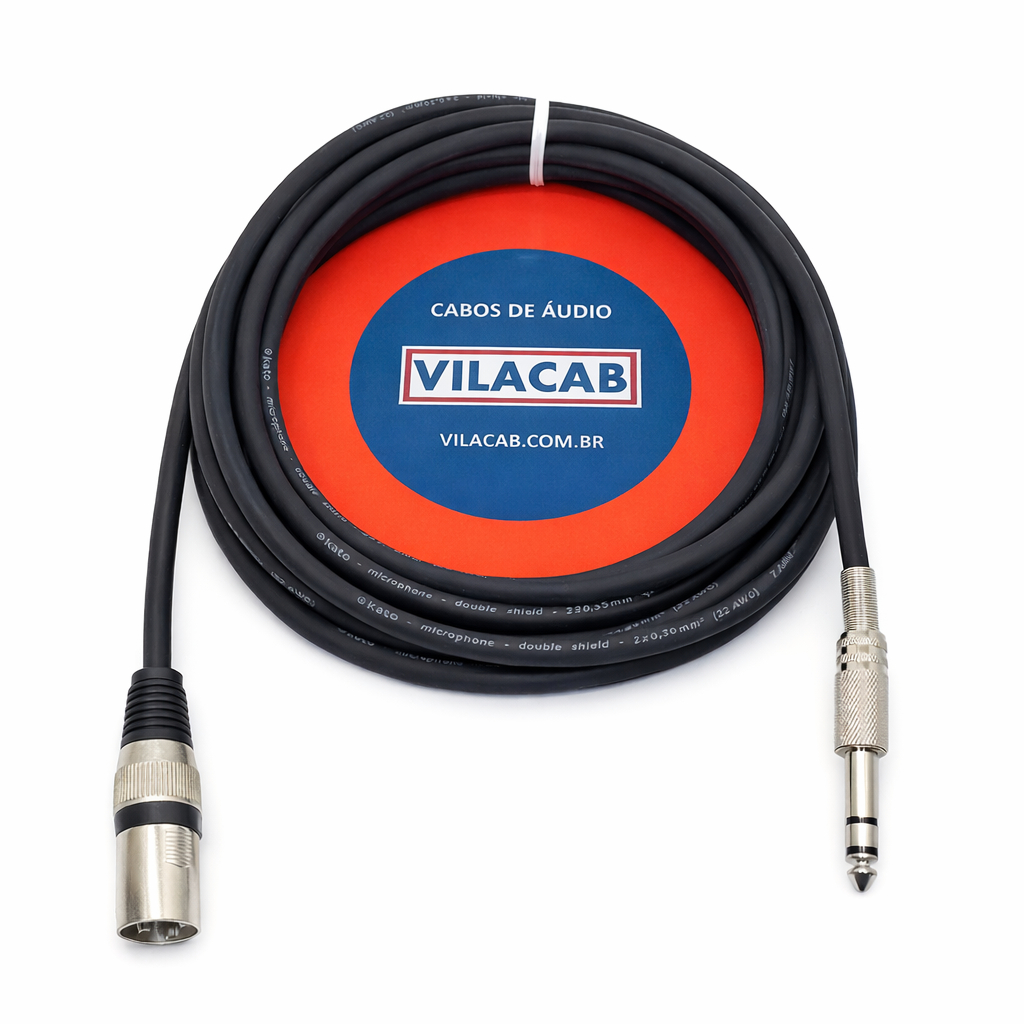 Cabo Xlr Macho P10 Stereo Plug Conector Canon 7 metros Balanceado Trs Áudio Profissional Insert Som
