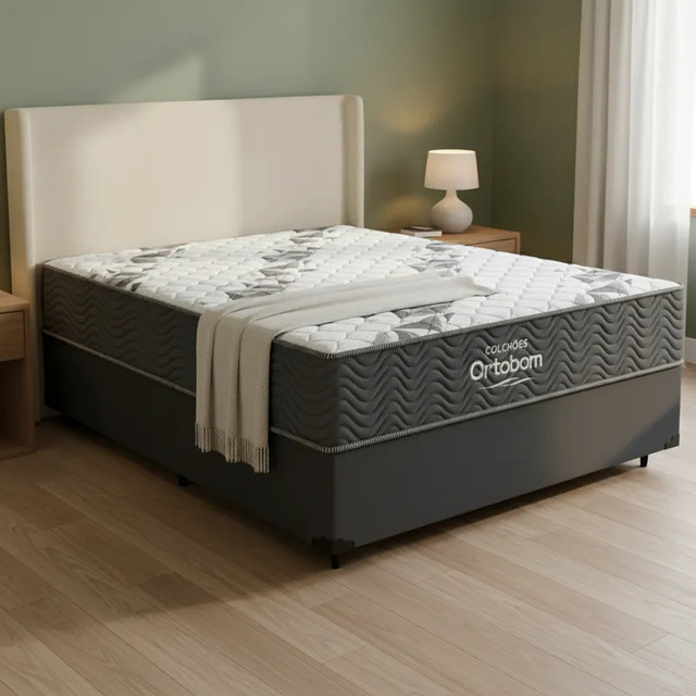 Cama Box com Colchão de Espuma D33 Ortobom Airtech 100 Casal 138cm
