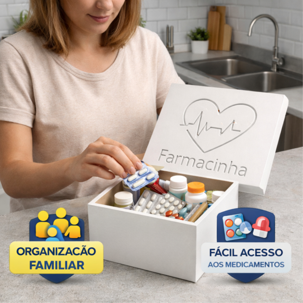 Caixa Farmácinha para Remédios Branca , Bebê, Adulto, Farmácia, Remedio