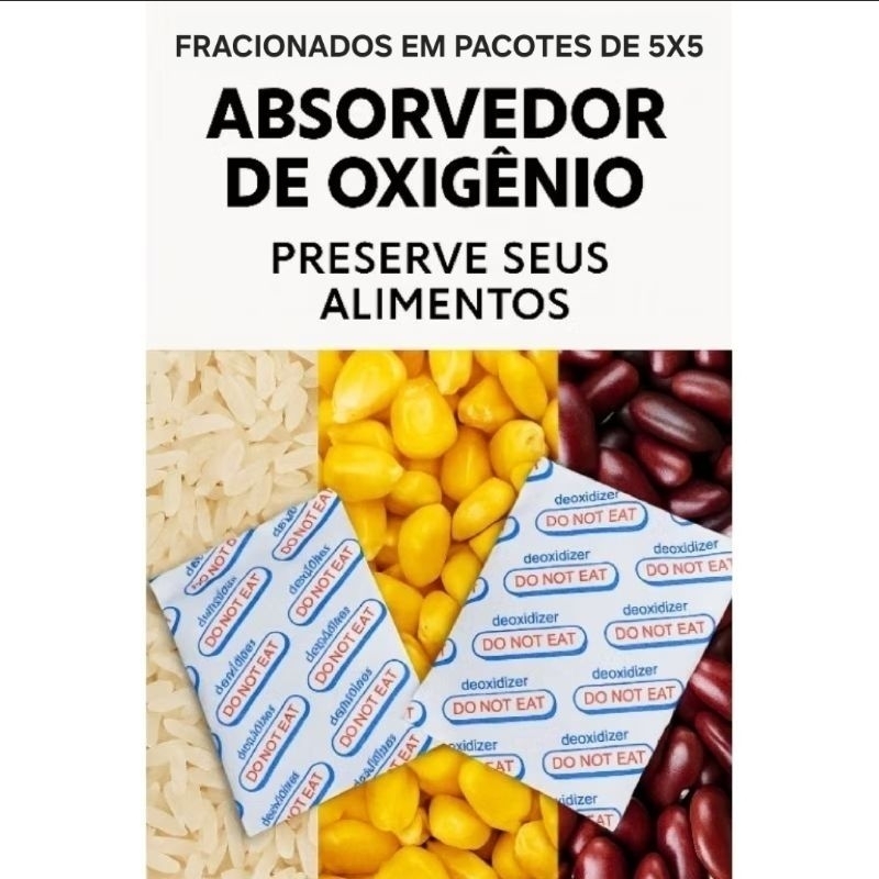 Absorvedor de oxigênio para alimentos 30cc  fracionados de 5x5