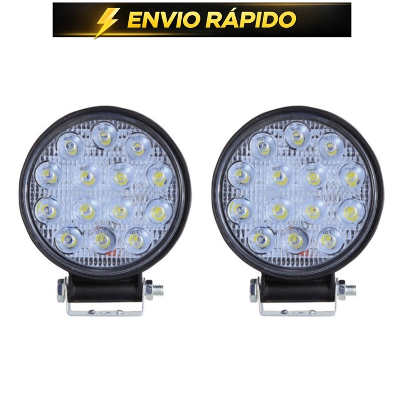 Kit 2 Farol Milha 27w Luz Auxiliar 09 LEDs 12v/24v Bivolt Redondo Off-road 6000k / Super PROMOÇÃO em Oferta na Shopee