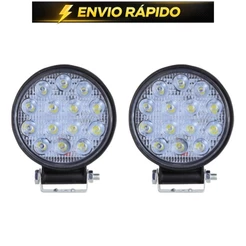 Kit 2 Farol Milha 27w Luz Auxiliar 09 LEDs 12v/24v Bivolt Redondo Off-road 6000k / Super PROMOÇÃO
