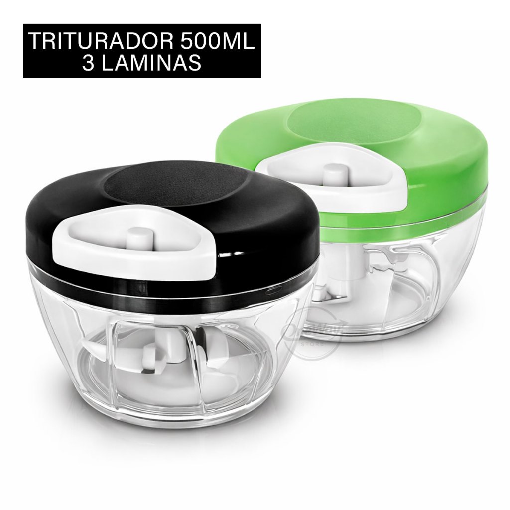 Processador Triturador Alimentos 500ml 3 Laminas Semiautomático Multiuso