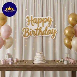 Placa Happy Birthday MDF 60x40cm Decoração Festa Aniversário Letreiro Painel Parede Infantil Party em Oferta na Shopee