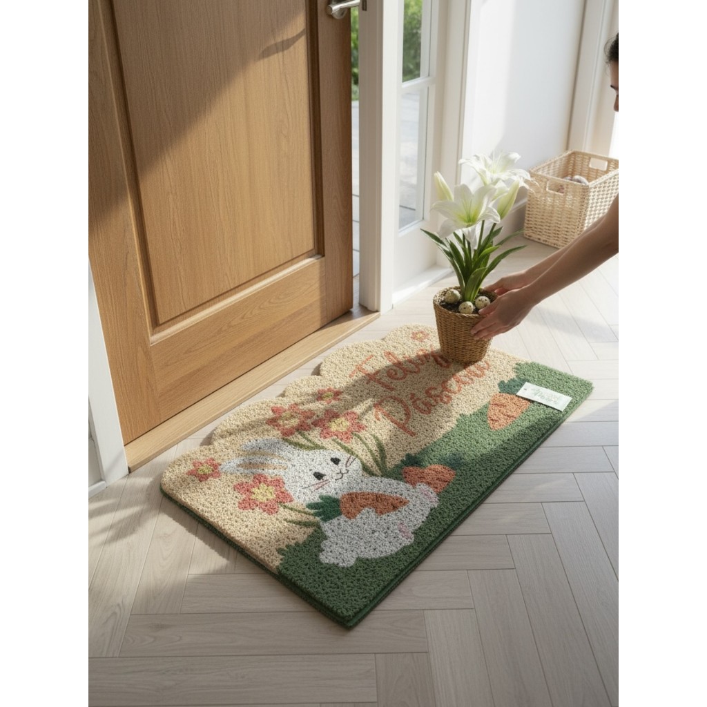 Enfeite de Pascoa Tapete Capacho de Borracha Antiderrapante Feliz Pascoa Decoração de Pascoa Enfeite de Pascoa Tapete Capacho de Borracha Antiderrapante Feliz Pascoa Decoração de Pascoa