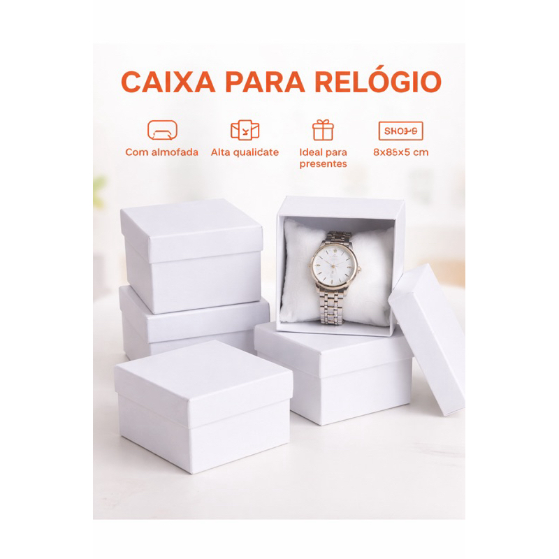 Caixa para Relógio Branca com Almofada – Estojo Porta Relógio para Presente