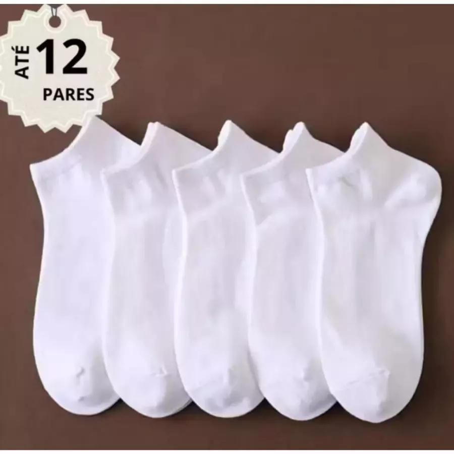Kit Meia Escolar infantil 3, 6 ou 12 pares  Cano Médio Algodão Branco unissex em Oferta na Shopee