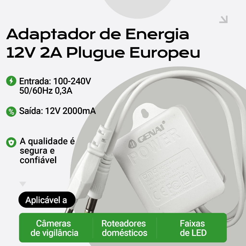 Fonte Original Para Câmera Ip Speed Dome - 12v-2a em Oferta na Shopee