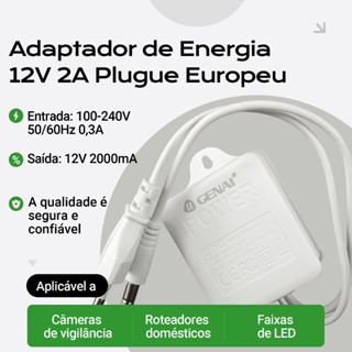 Fonte Original Para Câmera Ip Speed Dome - 12v-2a em Oferta na Shopee