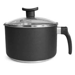 Leiteira Antiaderente Com Tampa de Vidro Canecão Fervedor Resistente Tam 14 e16cm