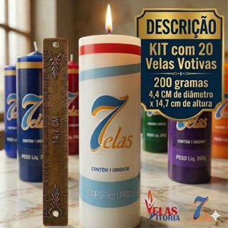 kit c/ 20 Velas Votiva 200 g Branca ou Colorida Parafina Pura em Oferta na Shopee