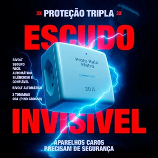 Protetor Eletronico Contra Raios Surtos Queda Energia Proteraio Geladeira Pc Freezer Adaptador Tomada Prote 20A Bivolt em Oferta na Shopee