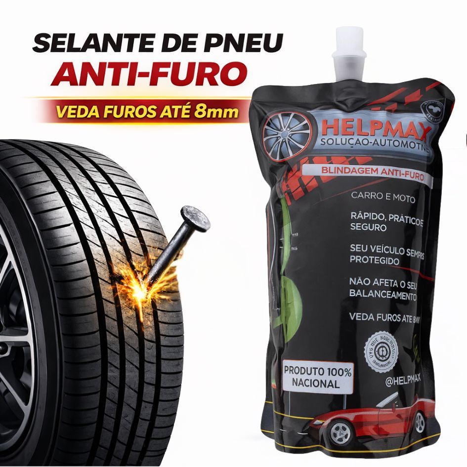 Selante de Pneu Anti-Furo Blindagem Carro e Moto - Não Afeta Balanceamento - 500ml em Oferta na Shopee