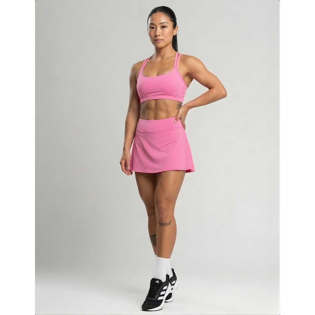 Conjunto Fitness Feminino Top Alcinha Short Saia Academia Fitness Treino Malhar Corrida Beach Tênnis