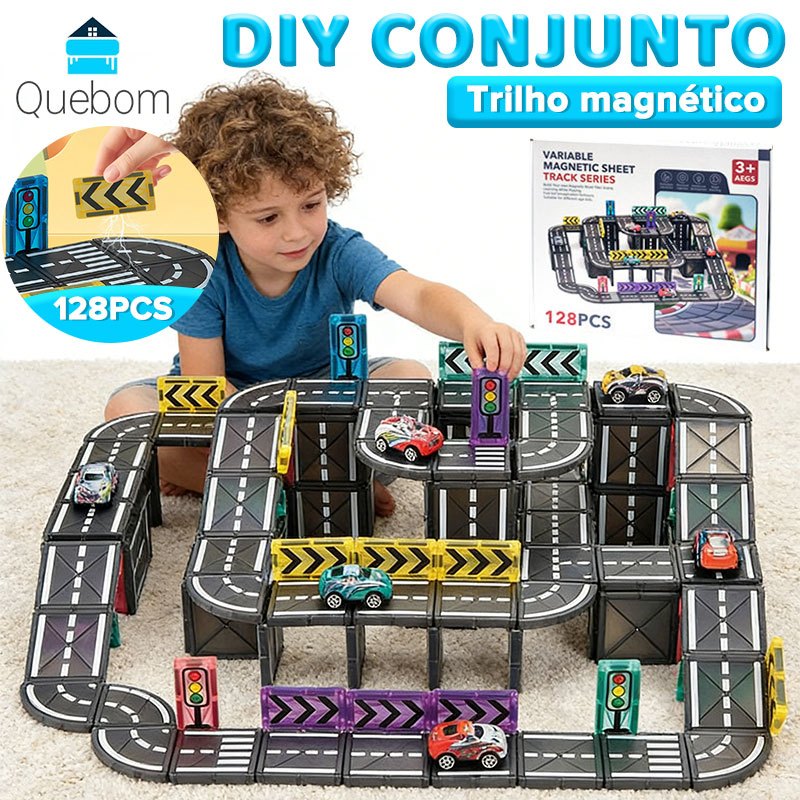 QUEBOM Blocos Magnéticos Cidade 54/81/128 Peças Criatividade Construção 3D Educativo Infantil