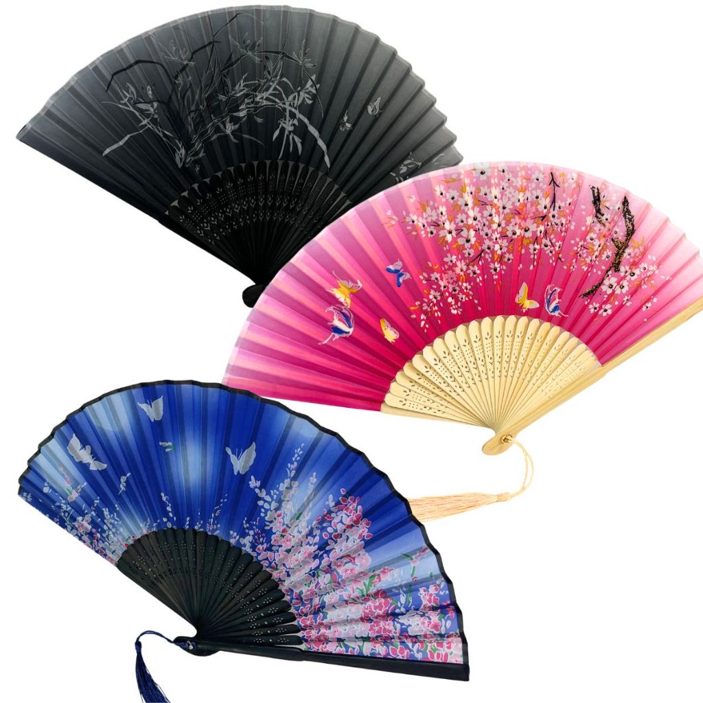 Leque Branco Oriental Japonês Ventilador de Mão Estampado Chique Leque Oriental Japonês Ventarola