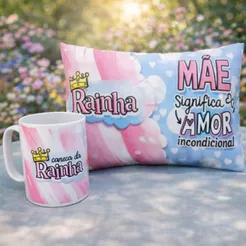 Kit Presente Dia das Mães Almofada + Caneca Várias Estampas Lembrancinha Surpresa Cesta Urso Almofad