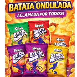 Keleek Kit com 12 Batata Chips Ondulada Crocante e Saborosa Lanche Festa Mercado