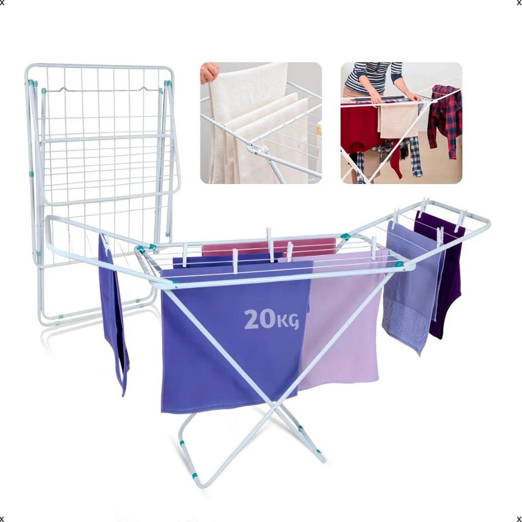 Varal De Chão Reforçado C/abas Dobrável Retrátil Slim Mor Cor Branco em Oferta na Shopee