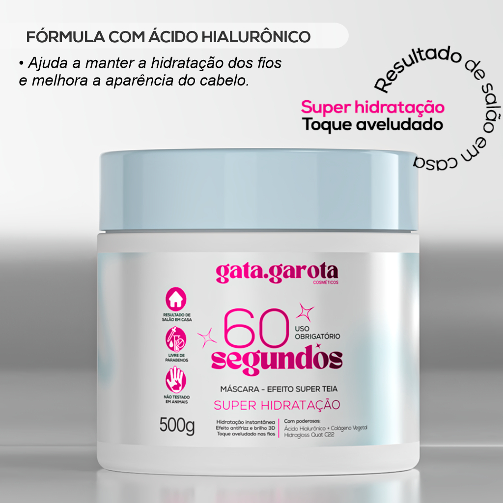 Mascara Hidratação 60 Segundos Cabelo Ressecado Escova Chapinha Antifrizz Brilho Gata Garota