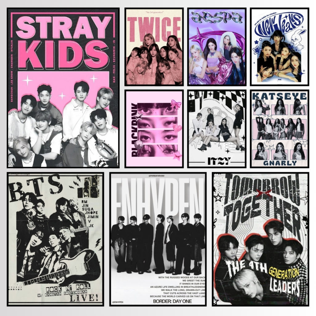 Quadro Decorativo ou Poster ADESIVO 20x30 Kpop Grupos Coreanos BTS Blackpink Twice Plaquinha MDF