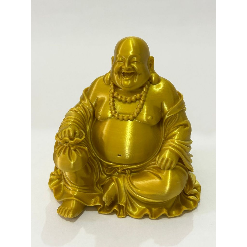Imagem Buda da Sorte Risonho Dourado 7,5cm – Estátua Decorativa Prosperidade Fortuna