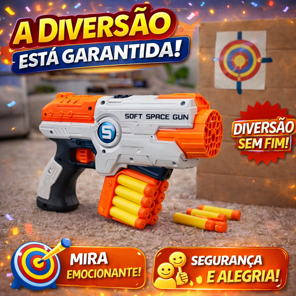 Lancador Dardos Com Pente Refil Brinquedo Jogo Diversao Animacao