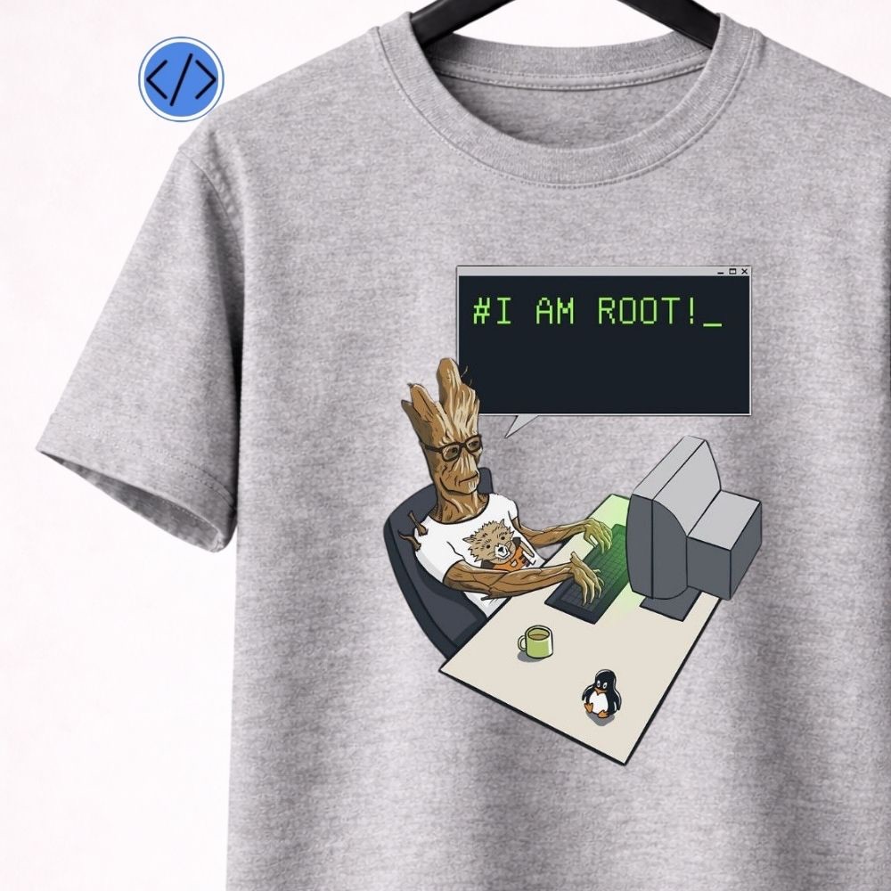Camiseta GROOT Computador Masculina Unissex Programador Linux Windows Geek Dev Style Grande 35