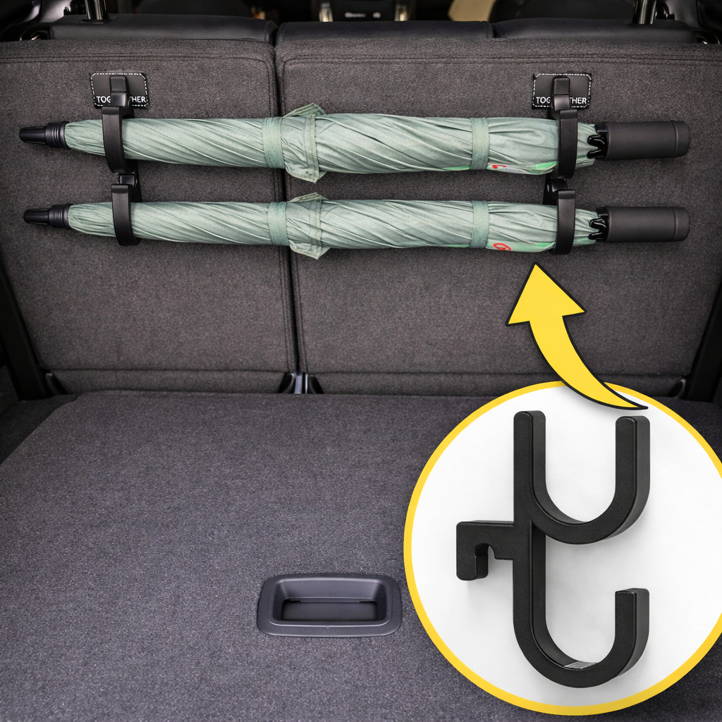 Kit 2 Suportes Gancho Porta-Malas para Guarda-Chuva Carro | Organizador Automotivo ISOFIX