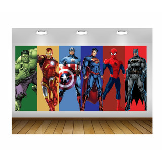 Painel de Festa Super Heróis Vingadores Liga da Justiça Painel de Lona Hulk Homem de Ferro Homem Aranha Batman Capitão
