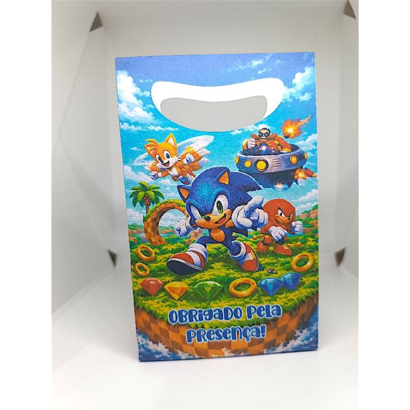 ENVIO EM 24H Sacolinha Sonic PEGUE E MONTE P Personalizada com Nome e Idade Lembrancinha Aniversário