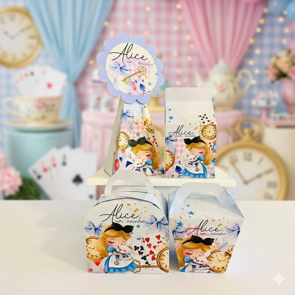 Kit Caixinhas Personalizadas Alice No Pais Das Maravilhas Lembrancinha Surpresinha Para Festa Barata