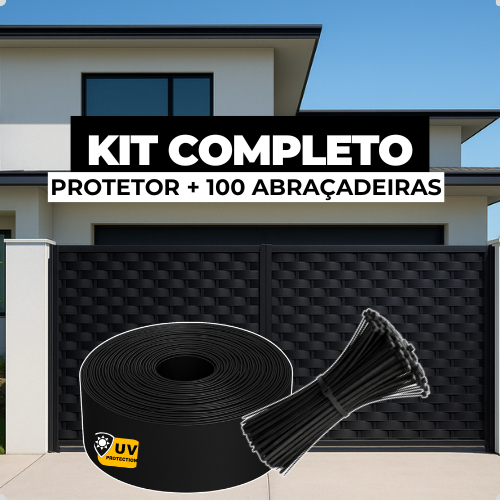 Protetor de Portão Cerca Preto até 50m + Presilha Abraçadeira Nylon Enforca Gato 100und