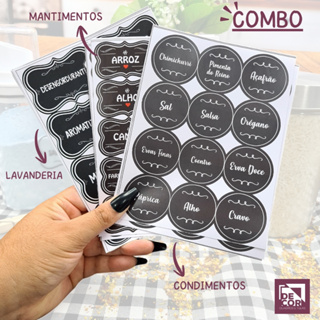 Kit Combo Etiquetas Mantimentos Condimentos Lavanderia Á Prova D'água Organização Cozinha Temperos em Oferta na Shopee