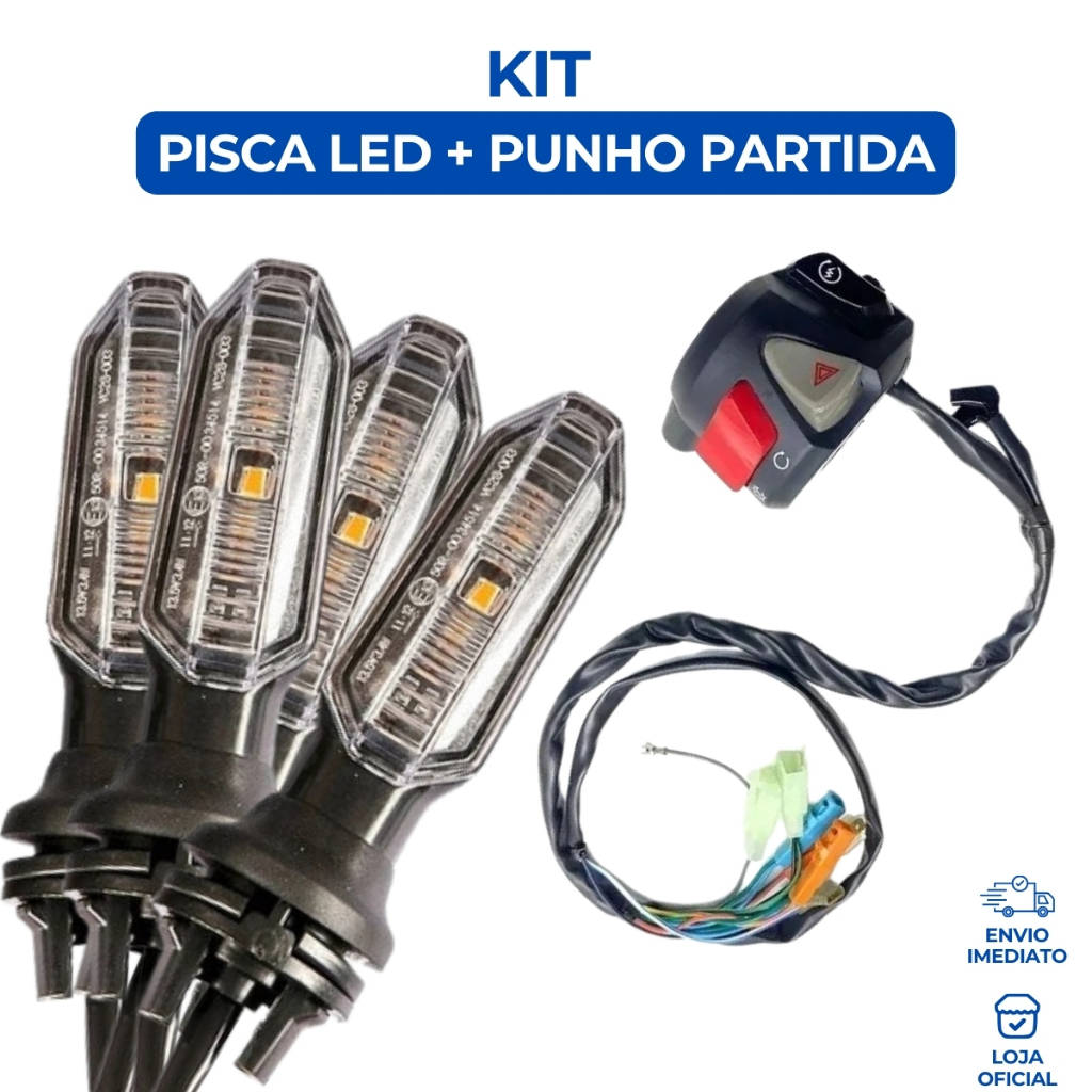Kit Pisca de Led Twister + Punho Partida Pisca Alerta CG 160 Completo