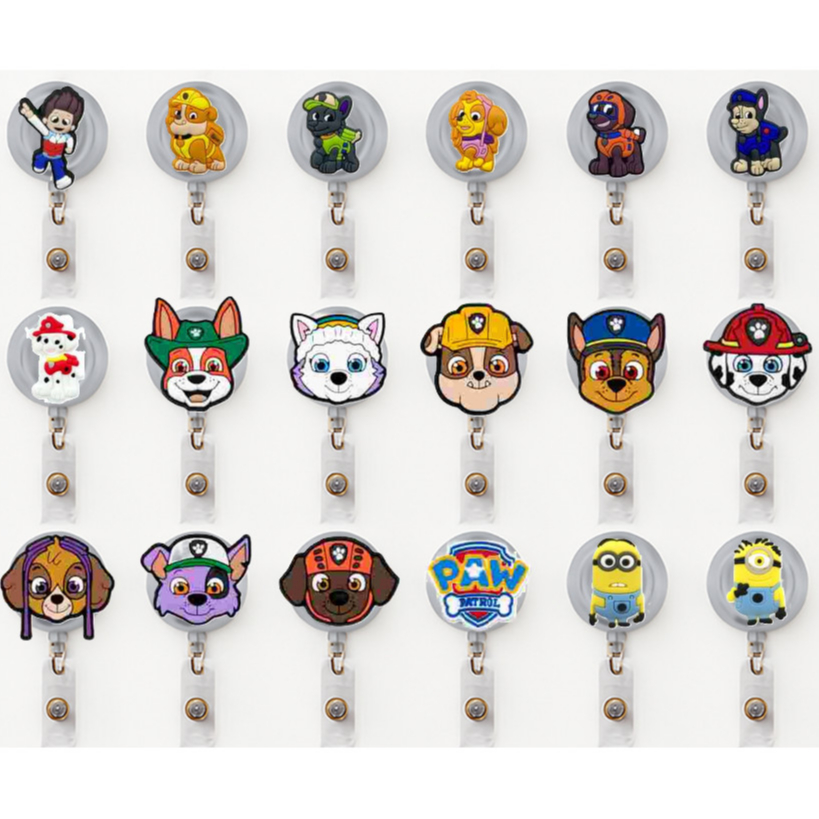 Roller Clip Retrátil Botton Porta Crachá Patrulha Canina Minion